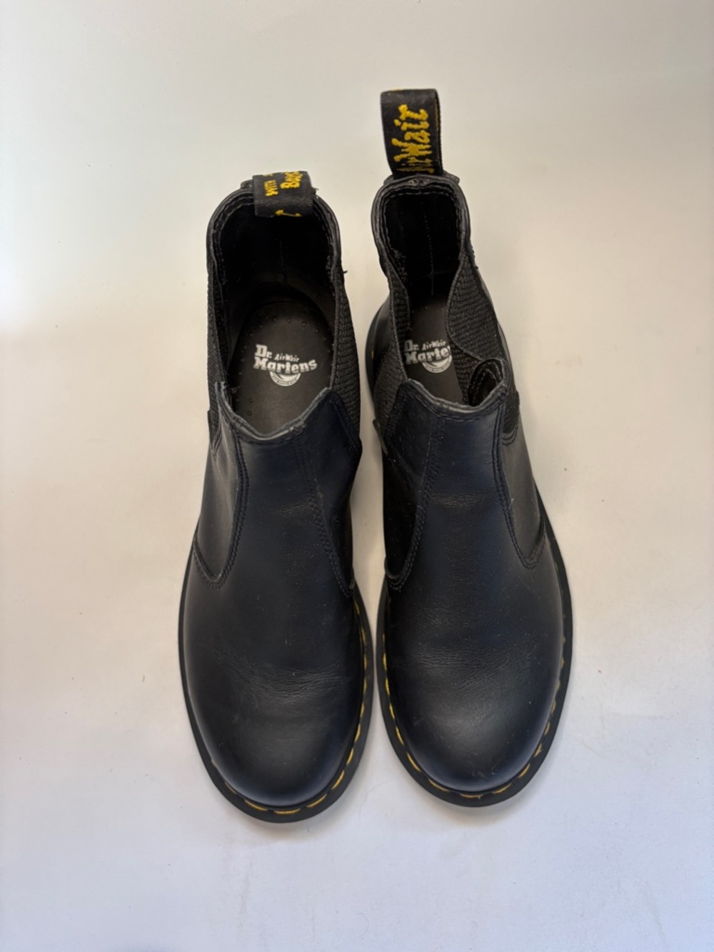 Dr. Martens 2976 Chelsea Black Boots with Yellow Accents Size 8.5 - Picture 3 of 10